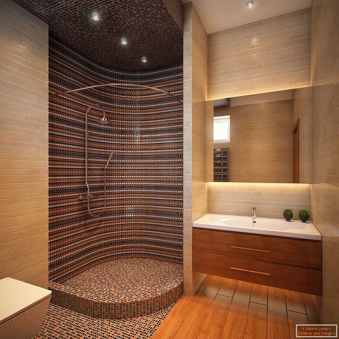 Decoración del cubículo de ducha con mosaico