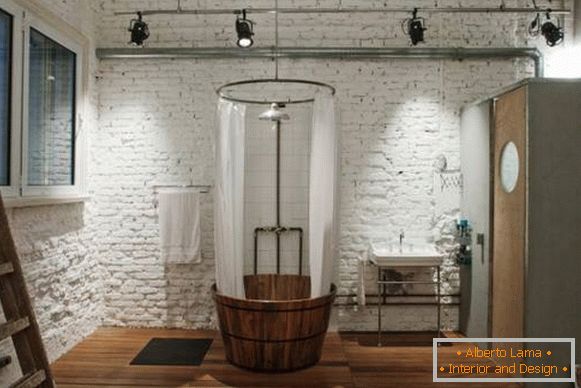 Cómo elegir luminarias en el estilo loft en el baño - foto