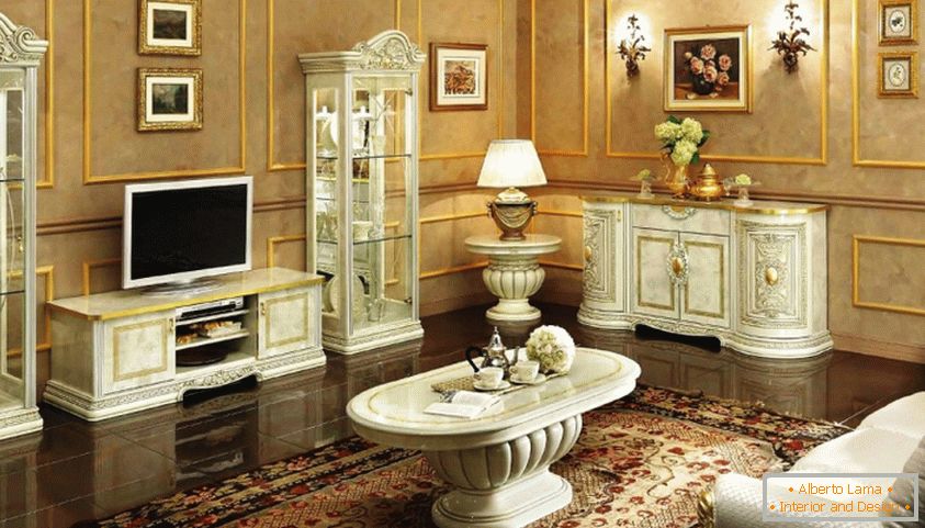Elija muebles para la sala de estar en un estilo clásico