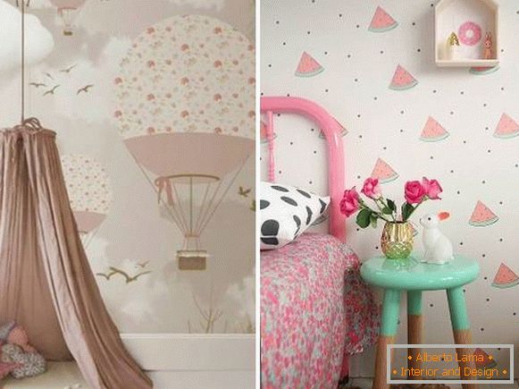 Papel pintado con estilo en una habitación para una adolescente в современном стиле
