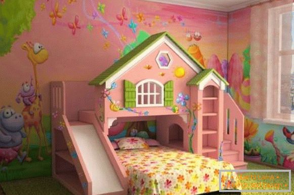 Fondo de pantalla de color rosa en una habitación para una niña