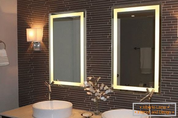 Espejos rectangulares con luz de fondo para baño