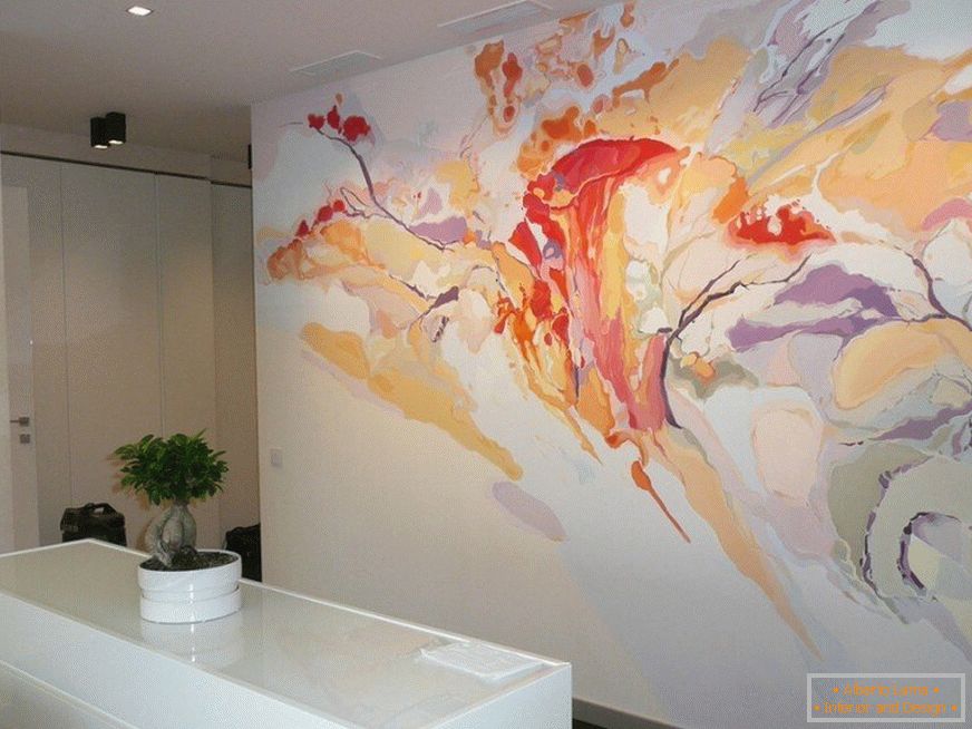 Pintura con pinturas acrílicas стен в интерьере