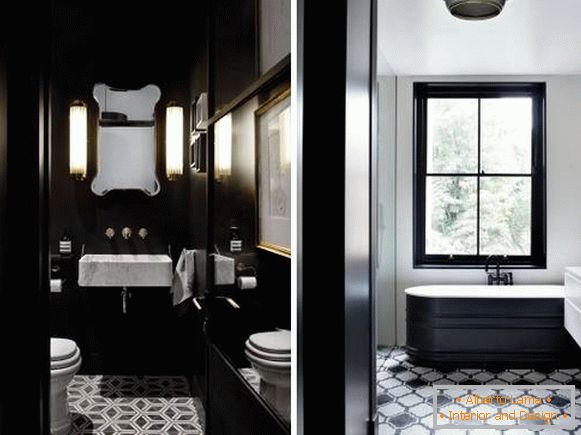 Elegante diseño de baño y aseo en negro