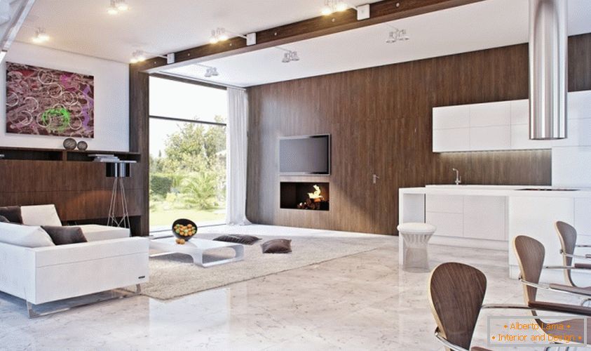 diseño interior del minimalismo de la sala de estar