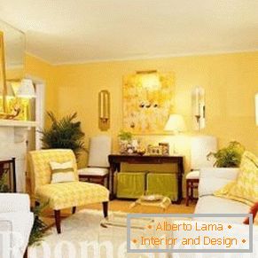 Sala de estar en colores amarillos