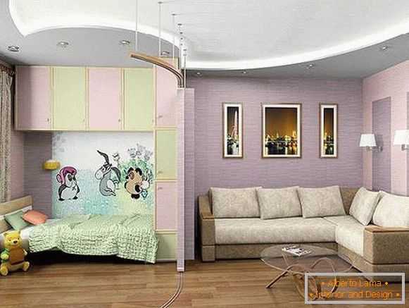 zonificación del apartamento de una habitación con una foto infantil, foto 43